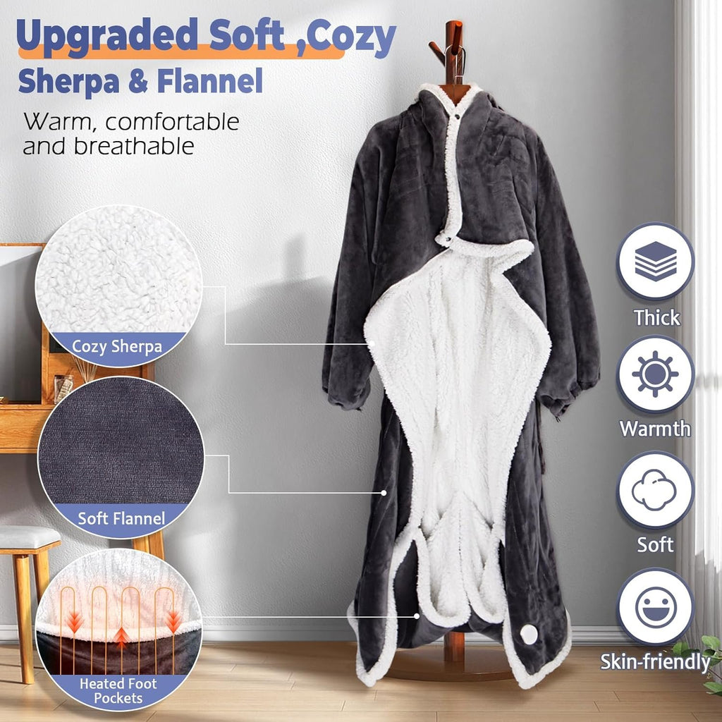 Electric Wearable Throw Blanket with Sleeves