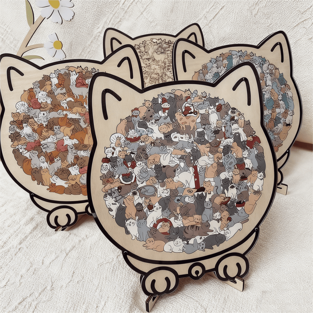 135-Teiliges Katzenförmiges Holzpuzzle