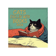 Load image into Gallery viewer, Cats Chillin' with Books 2026 Wall Calendar