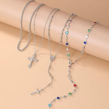 Load image into Gallery viewer, Vintage 4 Piece Set Metal Cross Y-style Long Necklace