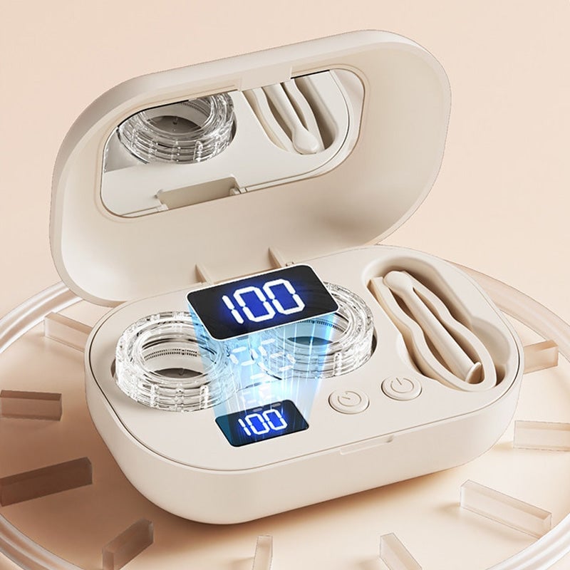 Portable Rechargeable Ultrasonic Contact Lens Cleaner Case