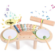 Load image into Gallery viewer, 7 In 1 Wooden Kids Drum Set