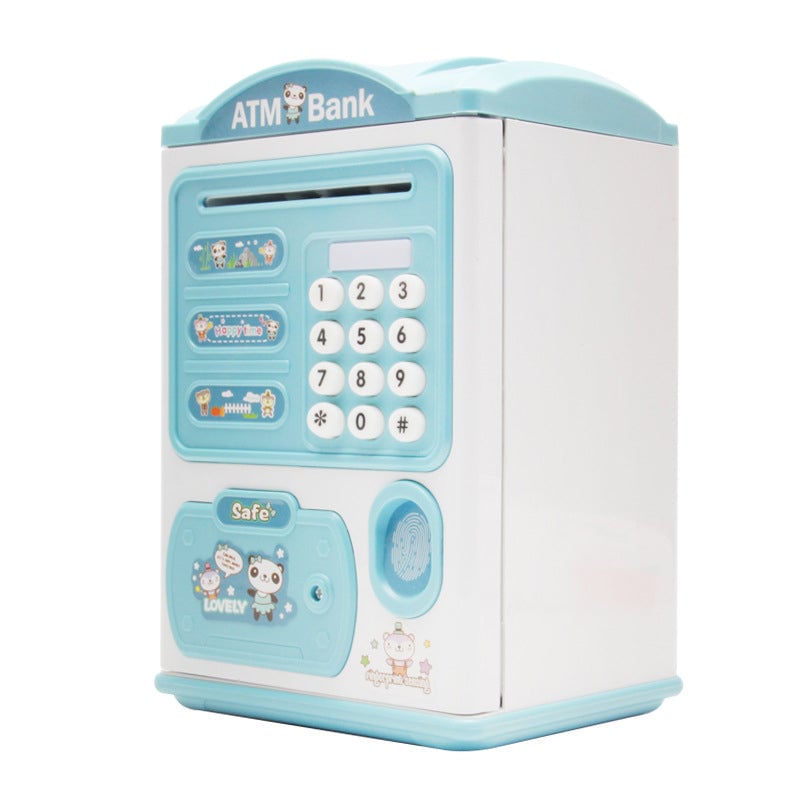 Fingerprint sensor automatic money rolling ATM piggy bank