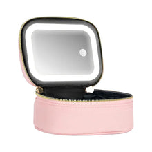 Load image into Gallery viewer, Dopamine Color PU Waterproof Makeup Bag with LED Touch Light &amp; Detachable Mirror