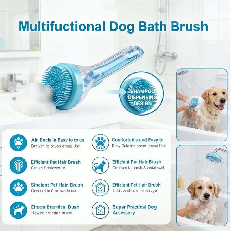New 2 in 1 Pet Bath and Grooming Brush