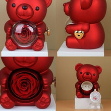 Load image into Gallery viewer, Heart-Shaped Pendant Necklace with Bear &amp; Rose Gift Box