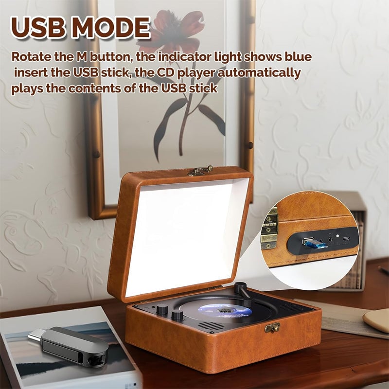 Aless™ Portable Retro CD Bluetooth Music Player