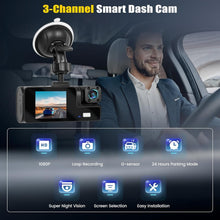 Load image into Gallery viewer, Sakerplus 3 Channel Dash Cam Front and Rear Inside