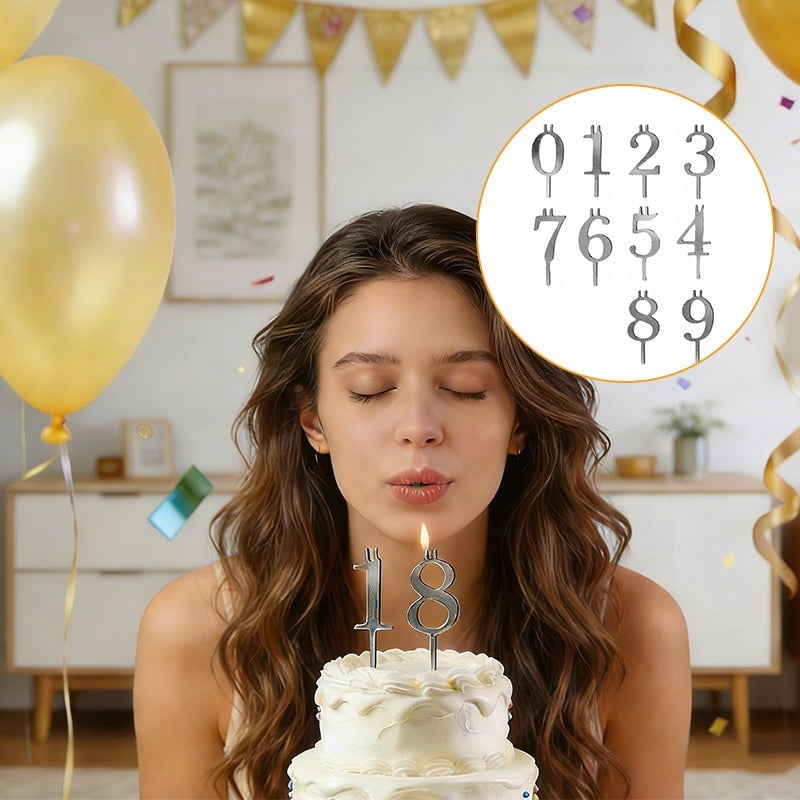 Reusable Number Birthday Candle Holder Set