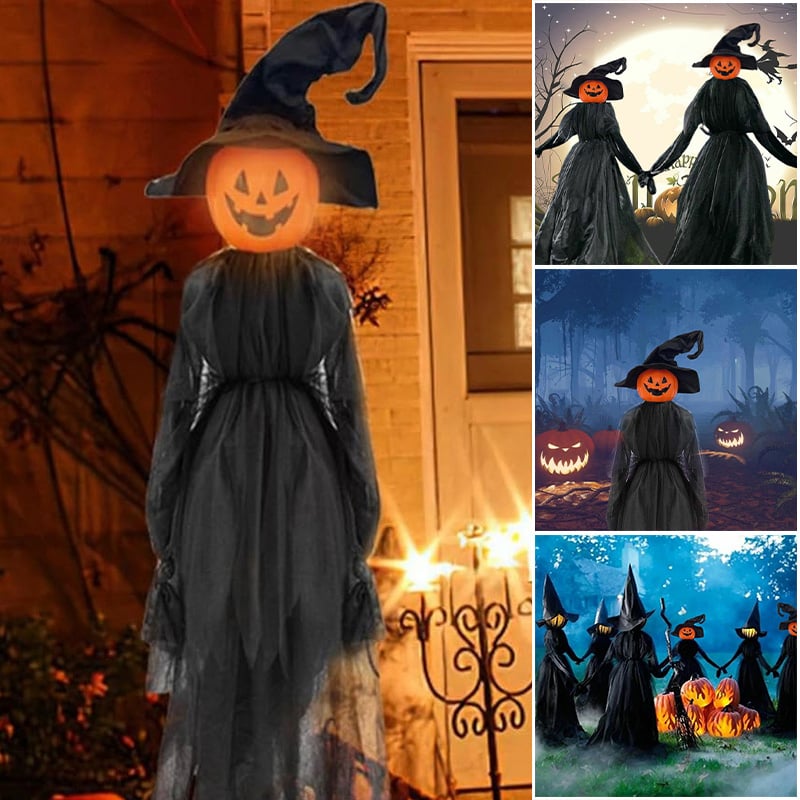 Light-Up Halloween Witches & Pumpkin Decor