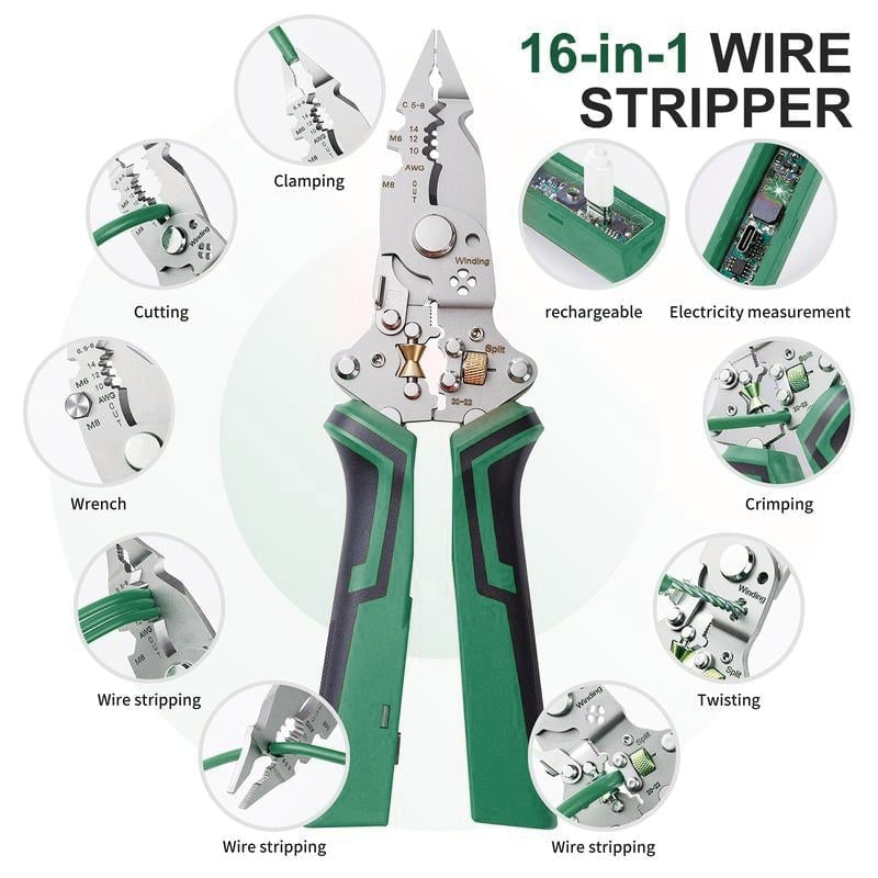 16-in-1 Folding Electric Tester Wire Stripper