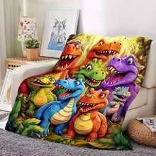 Load image into Gallery viewer, Flannel Dinosaur Nap Blanket