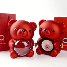 Load image into Gallery viewer, Heart-Shaped Pendant Necklace with Bear &amp; Rose Gift Box