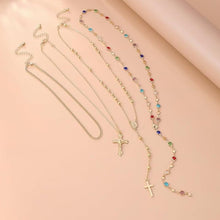 Load image into Gallery viewer, Vintage 4 Piece Set Metal Cross Y-style Long Necklace
