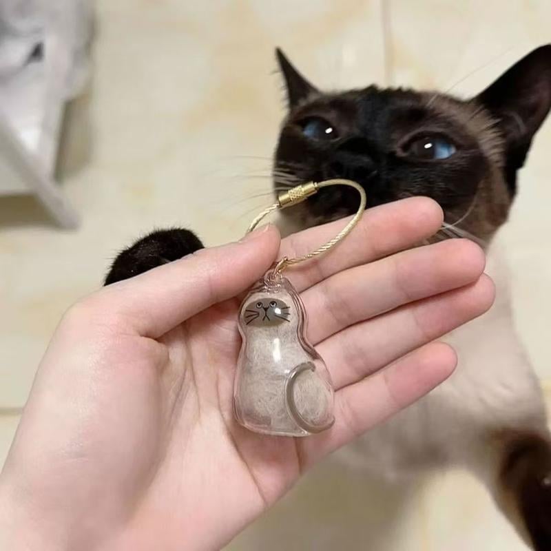 Cat Fur Keepsake Keychain – Transparent Memory Pendant for Pet Hair Storage