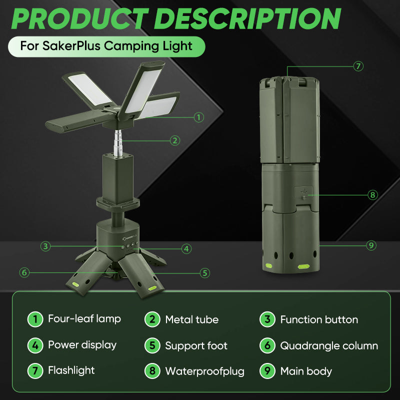 Outdoor Lighting Solution - Camping Lantern with Four Led Lamps