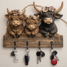 Load image into Gallery viewer, Highland Cow Wooden Key Holder Decor
