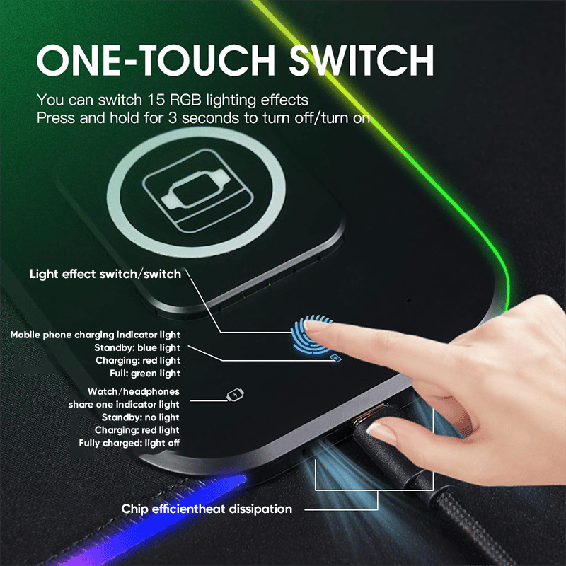 Sakerplus Wireless RGB Charging Mouse Pad