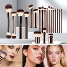 Load image into Gallery viewer, 20-piece coffee-coloured makeup brush set