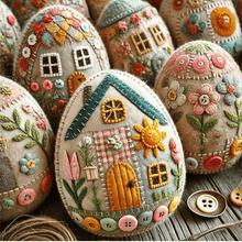 Load image into Gallery viewer, Patchwork Felt Egg House DIY Kit