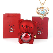 Load image into Gallery viewer, Heart-Shaped Pendant Necklace with Bear &amp; Rose Gift Box