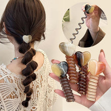 Load image into Gallery viewer, 4 PCS - Heart Shaped Straight Telephone Cord Ponytail Holder