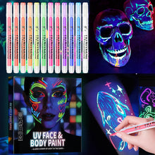 Load image into Gallery viewer, UV Neon Face Paint Markers 12 Colors