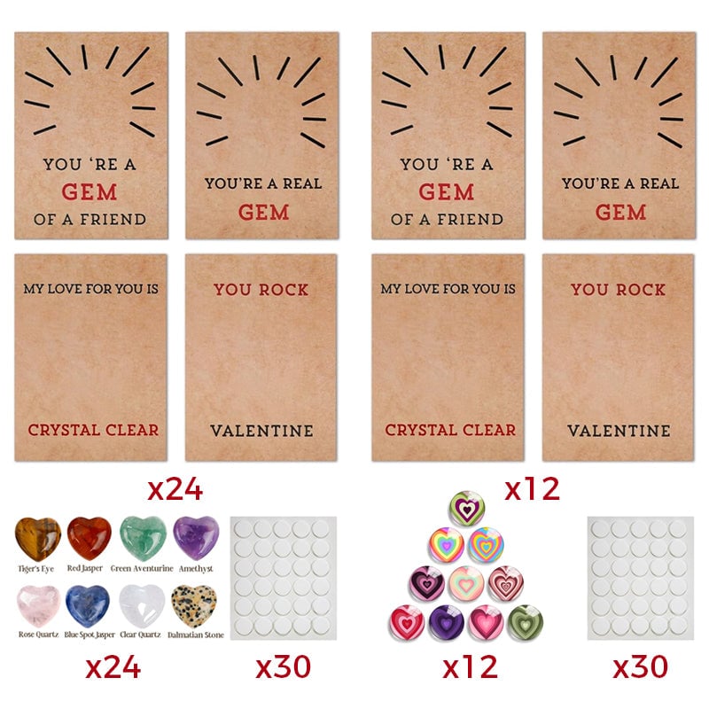 Valentines Cards with Heart-Shape Crystals