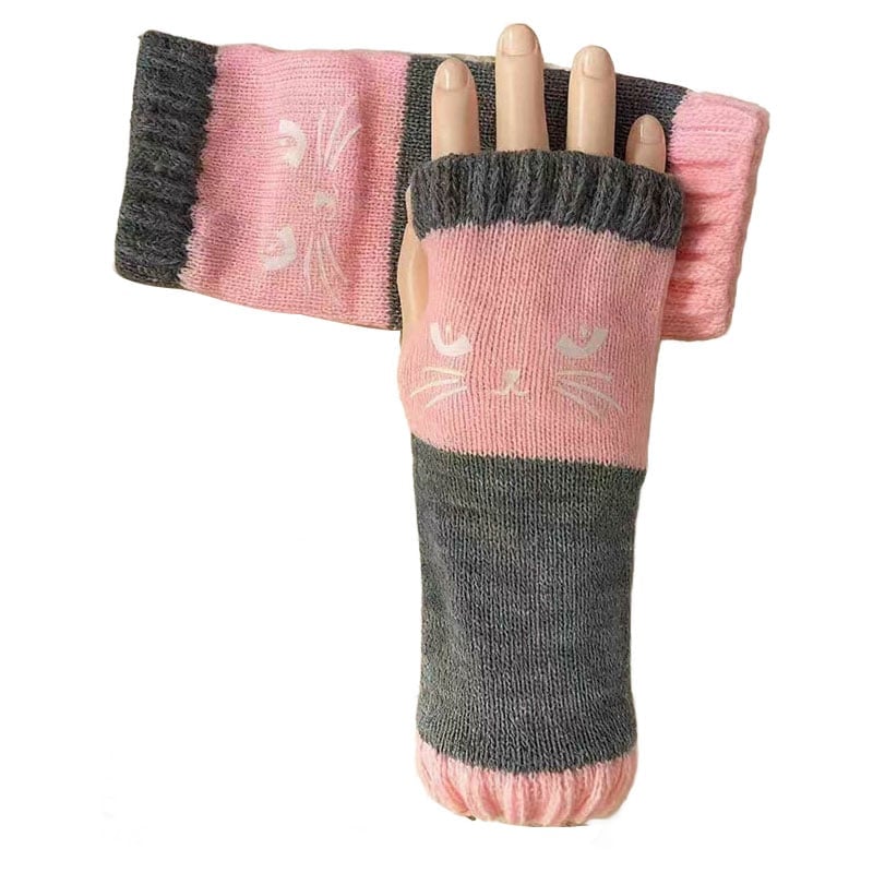 Cat fingerless gloves