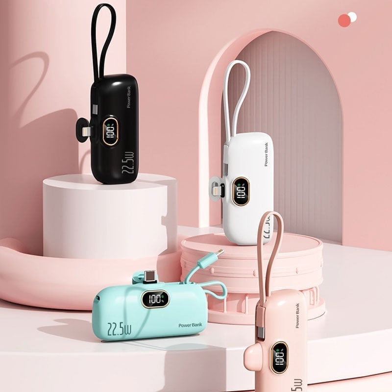 Mini Portable Charger with Built-in Cable