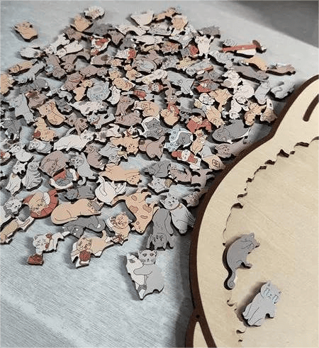 135-Teiliges Katzenförmiges Holzpuzzle
