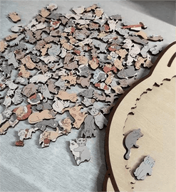 135-Teiliges Katzenförmiges Holzpuzzle