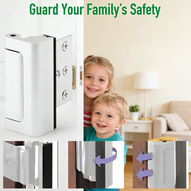 Child Safety Door Lock with 3-Inch Anti-Theft Aluminum Hinge Bolt Night Lock