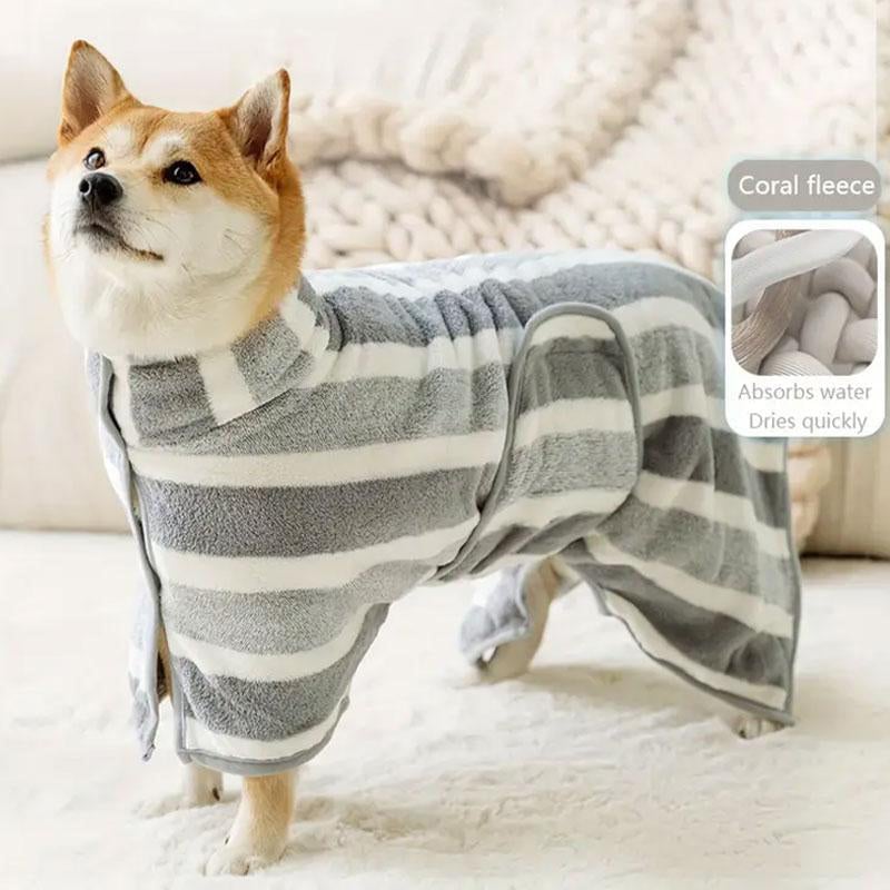 Striped Pattern Pet Bath Towel