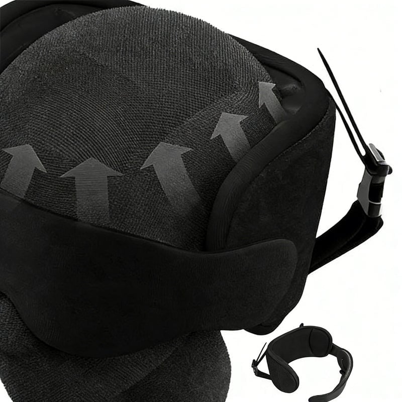Travel Neck Pillow with Head Strap & Eye Mask