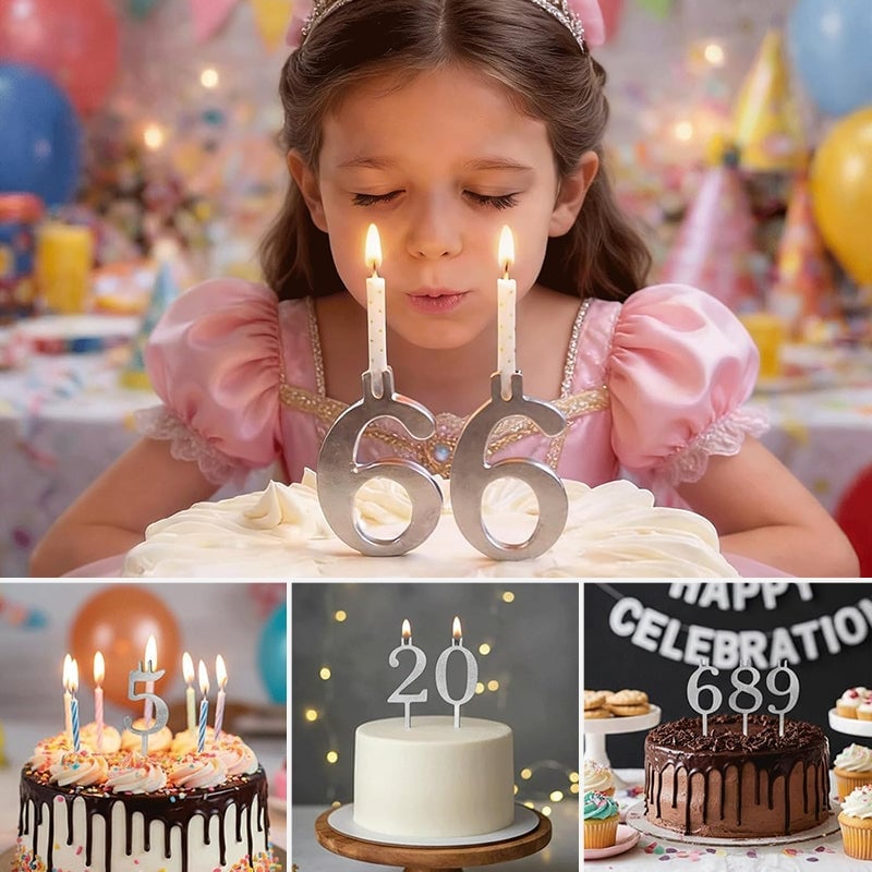 Reusable Number Birthday Candle Holder Set