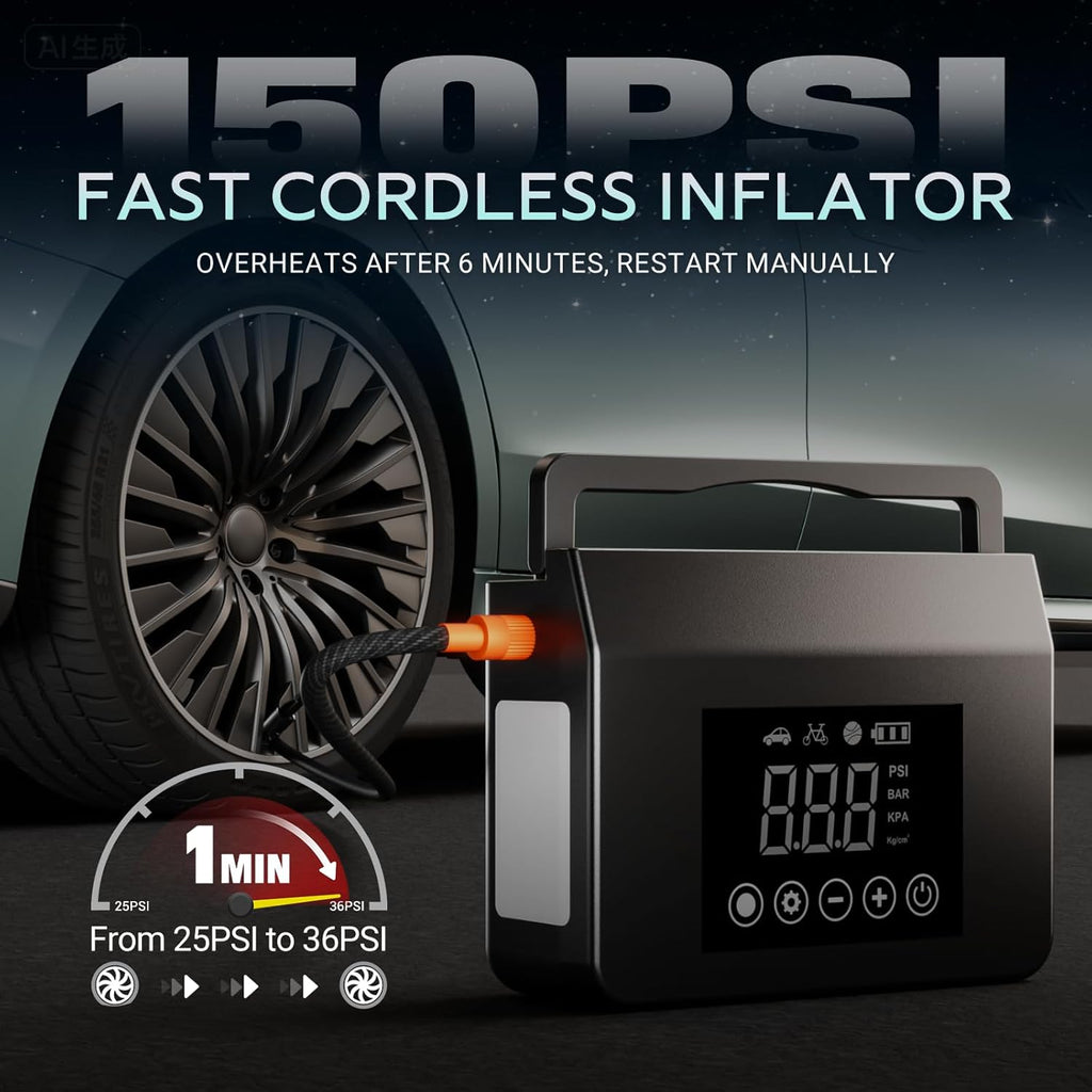 Portable Car Jump Starter with Air Compressor & Tire Inflator