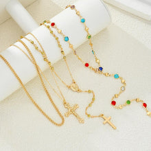 Load image into Gallery viewer, Vintage 4 Piece Set Metal Cross Y-style Long Necklace