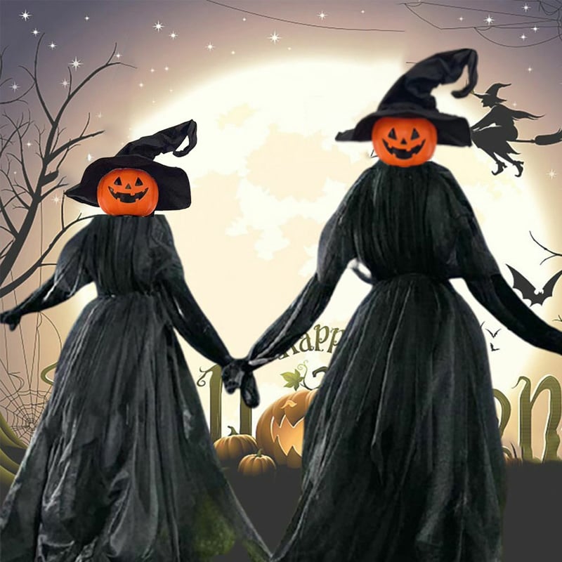 Light-Up Halloween Witches & Pumpkin Decor