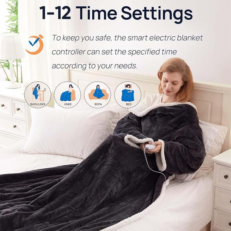 Electric Wearable Throw Blanket with Sleeves