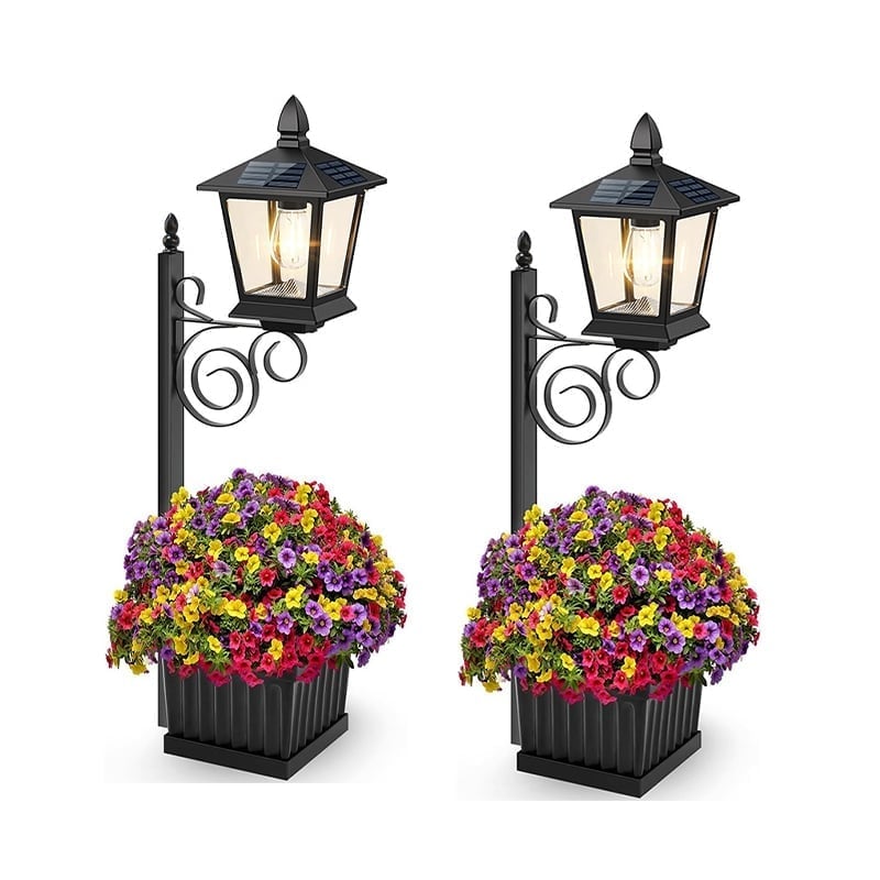 2-in-1 Solar Powered Outdoor Post Light with Integrated Planter Box