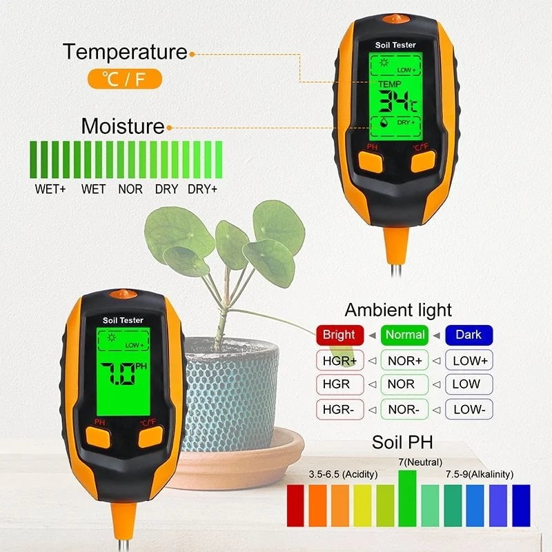 【Extra 15% OFF】Digital 4-in-1 Soil Test Meter