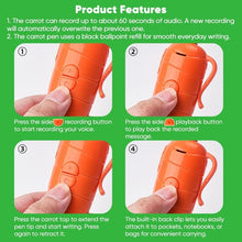 Load image into Gallery viewer, Portable Carrot Voice Recorder Ballpoint Pen