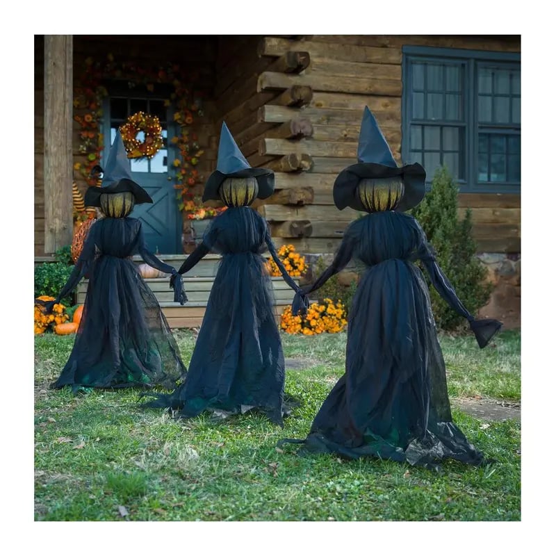 Light-Up Halloween Witches & Pumpkin Decor