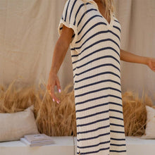 Load image into Gallery viewer, Striped Collared Short Sleeve Dress