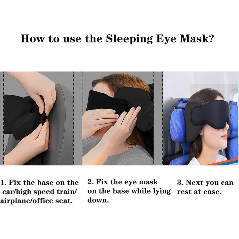 Travel Neck Pillow with Head Strap & Eye Mask