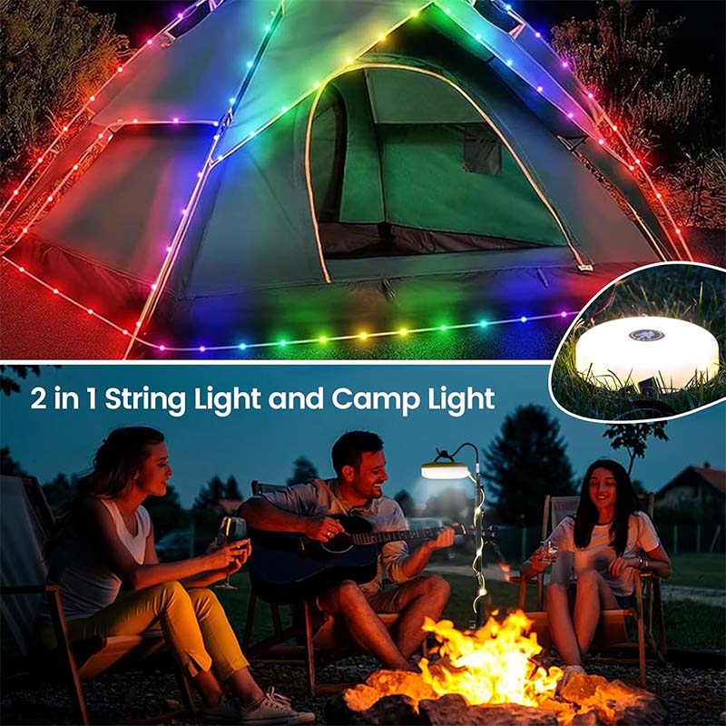 Camping String Lights—Dual Mode: Warm & Color Light