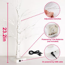 Load image into Gallery viewer, LED Tabletop Birch Tree with 18 Heart Ornaments