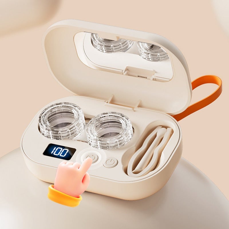 Portable Rechargeable Ultrasonic Contact Lens Cleaner Case
