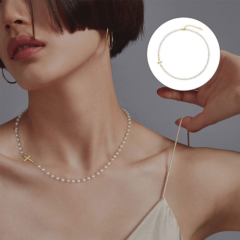 Cross Pearl Necklace